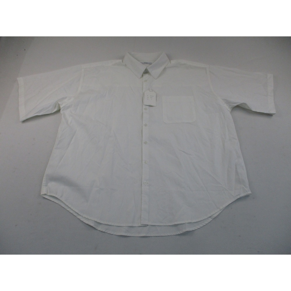 RUUBON Button Down Shirt Mens M White Relaxed Fit Short Sleeve Pocket RUbut-1062